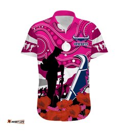 Cowboys Rugby ANZAC Hawaiian Shirt Poppy Mix Aboriginal Magenta Version