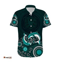 Australia Aboriginal Hawaiian Shirt Dolphin Green