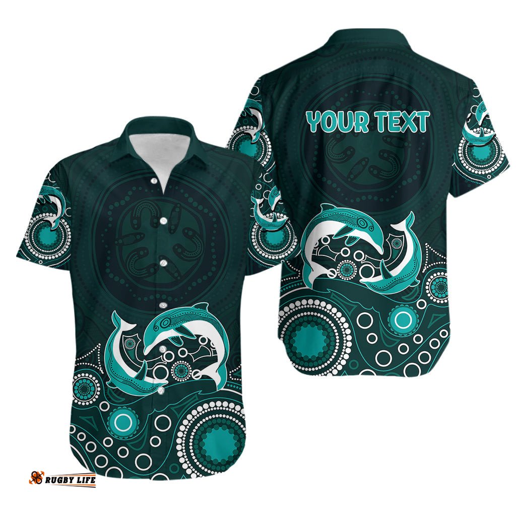 Australia Aboriginal Hawaiian Shirt Dolphin Green