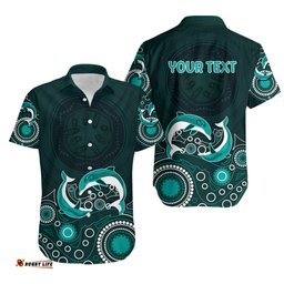 Australia Aboriginal Hawaiian Shirt Dolphin Green