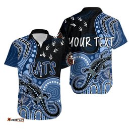 Personalised NAIDOC Week AFL Cats Hawaiian Shirt Aboriginal Dot Art Lizard Mix Boomerang