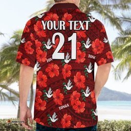 Custom Text And Number Tonga Rugby Hawaiian Shirt Polynesian Style With Hibiscus