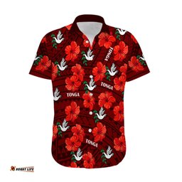 Custom Text And Number Tonga Rugby Hawaiian Shirt Polynesian Style With Hibiscus