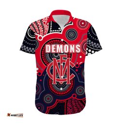 Custom Personalised And Number Demons AFL Hawaiian Shirt Aboriginal Patterns