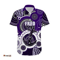 Custom Personalised And Number Freo AFL Hawaiian Shirt Aboriginal Patterns