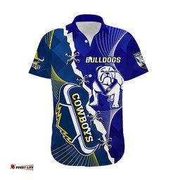 Custom Personalised Bulldogs Mix Cowboys Rugby Hawaiian Shirt Sporty Style