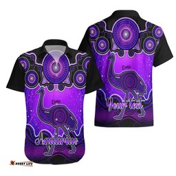Personalised Australia Aquarius Emu Zodiac Hawaiian Shirt Auz Astrology Aboriginal Purple