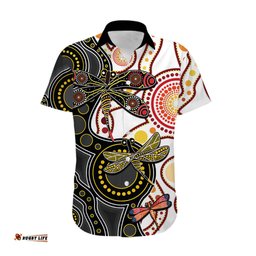 Aboriginal Dragonfly Hawaiian Shirt White Style