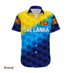 Custom Personalised Sri Lanka Cricket Hawaiian Shirt The Lions Special Gradient Blue