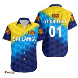 Custom Personalised Sri Lanka Cricket Hawaiian Shirt The Lions Special Gradient Blue