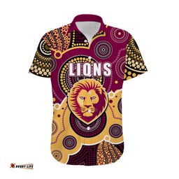 Custom Personalised And Number Lions AFL Hawaiian Shirt Aboriginal Patterns