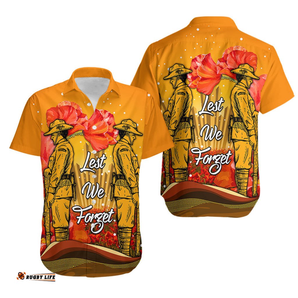 Aboriginal Anzac Day Hawaiian Shirt Soldier Poppy Vibe