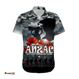 Custom Personalised Anzac Day Hawaiian Shirt Soldier Poppy Vibe