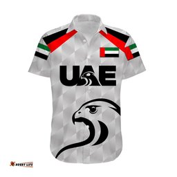 Custom Personalised United Arab Emirates UAE Cricket Hawaiian Shirt Falcon Special Grey