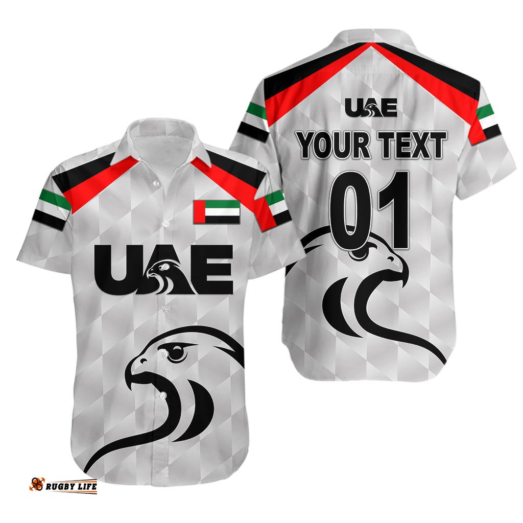 Custom Personalised United Arab Emirates UAE Cricket Hawaiian Shirt Falcon Special Grey