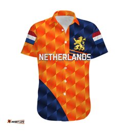 Custom Personalised Netherlands Cricket Dutch Lion Hawaiian Shirt Pride Version Orange