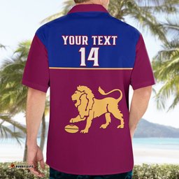 Personalised Brisbane Lions Football Hawaiian Shirt Sporty Maroon Version