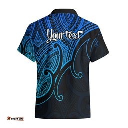 Custom Aotearoa Maori Koru Hawaiian Shirt Polynesian Pacific Tribal Blue
