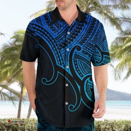 Custom Aotearoa Maori Koru Hawaiian Shirt Polynesian Pacific Tribal Blue