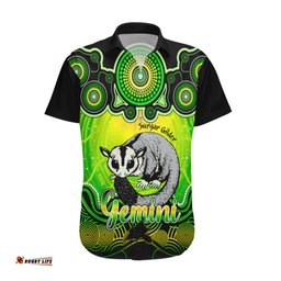 Personalised Australia Gemini Sugar Gilder Zodiac Hawaiian Shirt Auz Astrology Aboriginal Green
