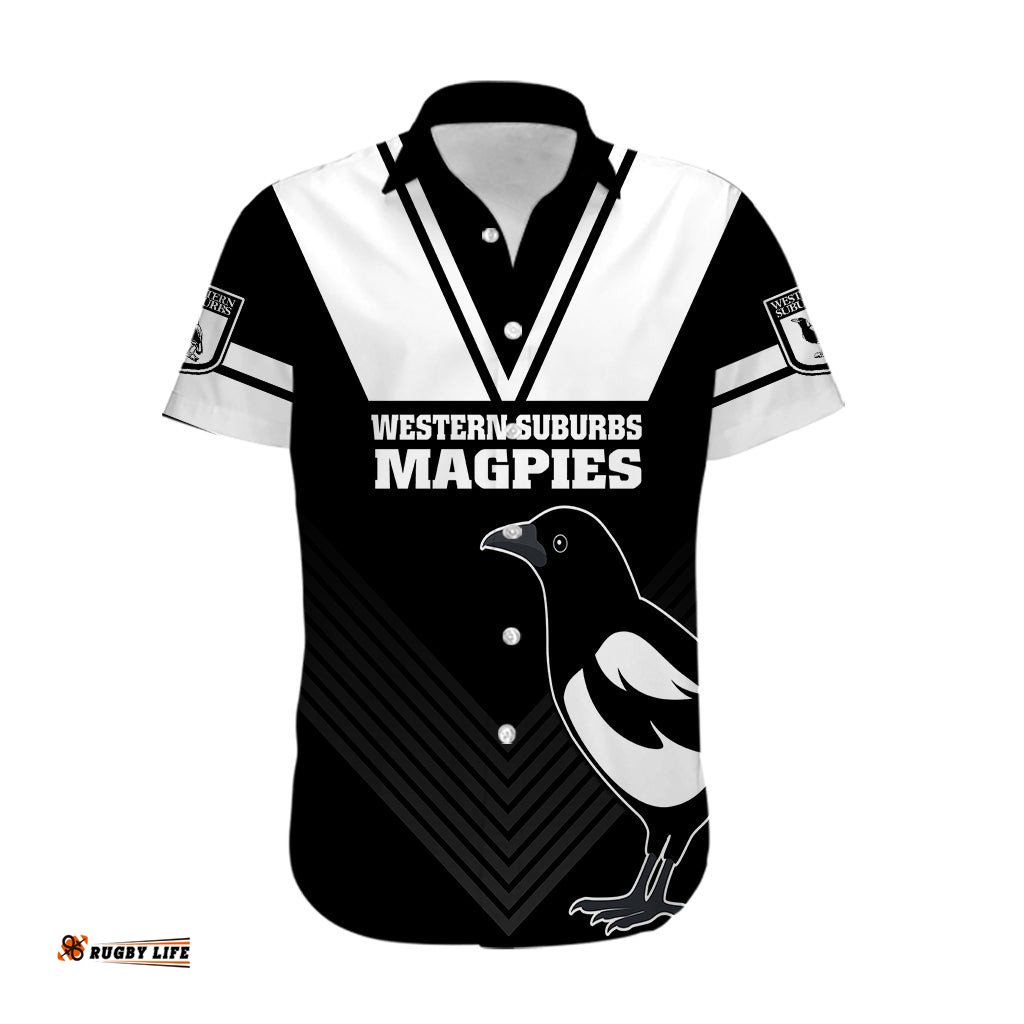 Western Suburbs Magpies Rugby Hawaiian Shirt Simple Style