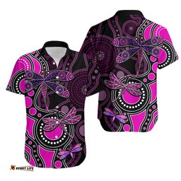 Aboriginal Dragonfly Hawaiian Shirt Pink Style