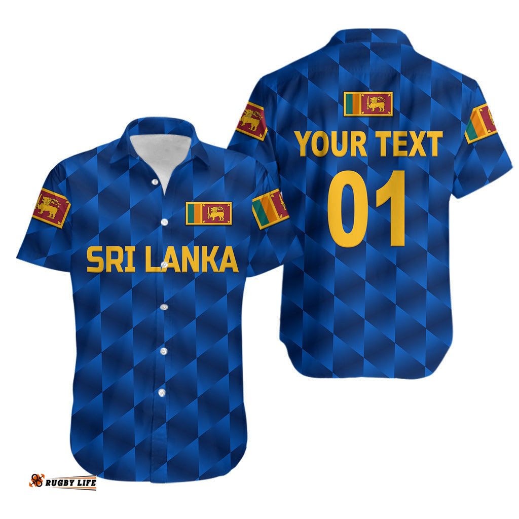 Custom Personalised Sri Lanka Cricket Hawaiian Shirt The Lions Unique Blue