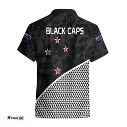 New Zealand Cricket Hawaiian Shirt Black Cap Sporty Style No1