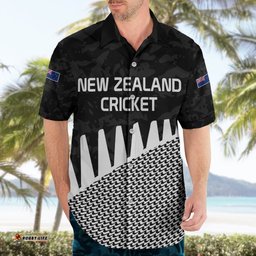 New Zealand Cricket Hawaiian Shirt Black Cap Sporty Style No1