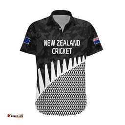 New Zealand Cricket Hawaiian Shirt Black Cap Sporty Style No1