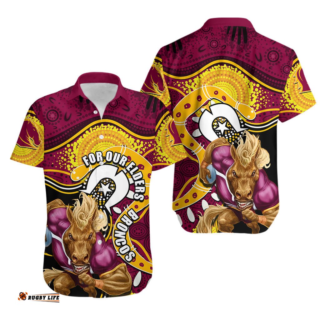 Broncos Mascot NRL Hawaiian Shirt NAIDOC