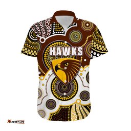 Custom Personalised And Number Hawks AFL Hawaiian Shirt Aboriginal Patterns