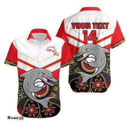 Custom Text And Number Dolphins Rugby Hawaiian Shirt Indigenous Dynamic Version