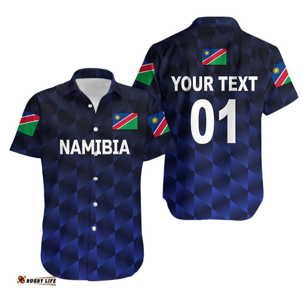 Custom Personalised Namibia Cricket Hawaiian Shirt Unique Style Navy