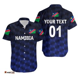 Custom Personalised Namibia Cricket Hawaiian Shirt Unique Style Navy