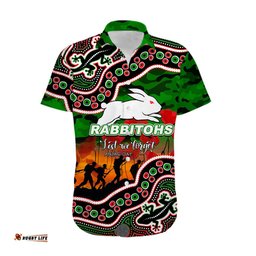 Custom Personalised Anzac Day NRL Rabbitohs Hawaiian Shirt Aboriginal Lizard Patterns