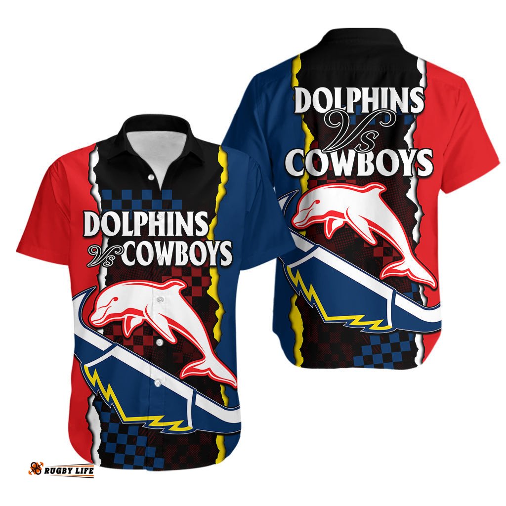 NRL Combine Dolphins and Cowboys Hawaiian Shirt