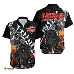 Aotearoa ANZAC Day Hawaiian Shirt Maori Fern With Poppy Vibe
