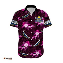 Custom Text And Number Cowboys Rugby Hawaiian Shirt Polynesian Tribal Mix Tropical Hawaiian Pink Style