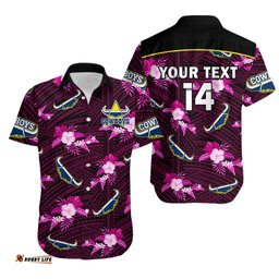 Custom Text And Number Cowboys Rugby Hawaiian Shirt Polynesian Tribal Mix Tropical Hawaiian Pink Style