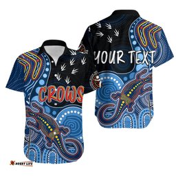 Personalised NAIDOC Week AFL Crows Hawaiian Shirt Aboriginal Dot Art Lizard Mix Boomerang