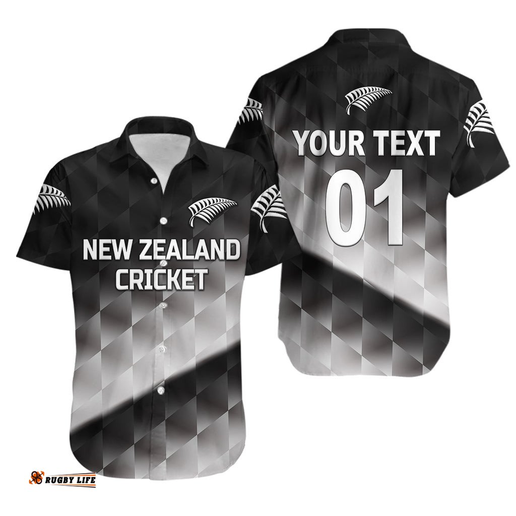 Custom Personalised New Zealand Cricket Hawaiian Shirt Silver Fern Unique Gradient