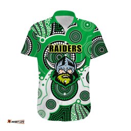Custom Personalised And Number Raiders NRL Hawaiian Shirt Aboriginal Patterns