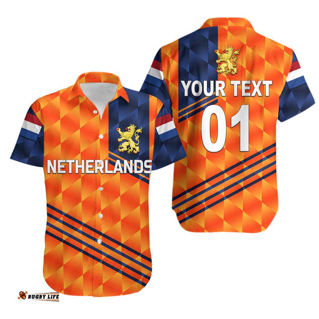 Custom Personalised Netherlands Cricket Dutch Lion Hawaiian Shirt Special Orange