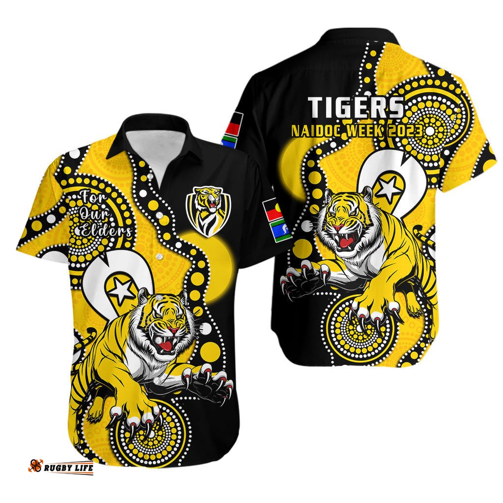 Richmond Football NAIDOC Hawaiian Shirt Tigers For Our Elders Indigenous Art