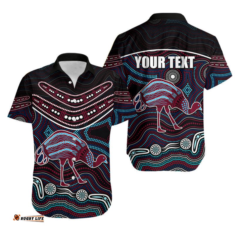 Custom Personalised Emu Aboriginal Boomerang Hawaiian Shirt No.4