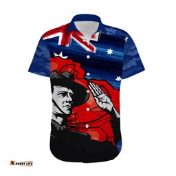 ANZAC DAY Hawaiian Shirt Camo Style Soldier With Flag