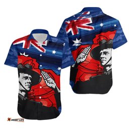 ANZAC DAY Hawaiian Shirt Camo Style Soldier With Flag