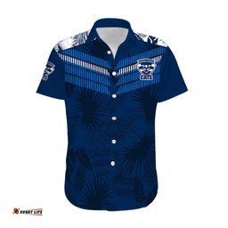 Geelong Cats Football Hawaiian Shirt Simple Hawaiian Palms Leaf