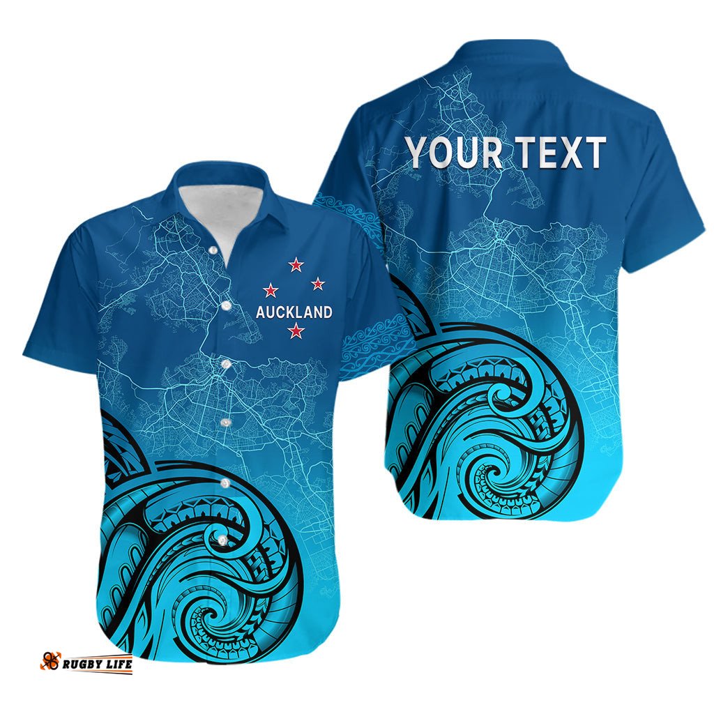 Custom Personalised Auckland New Zealand City Map Hawaiian Shirt